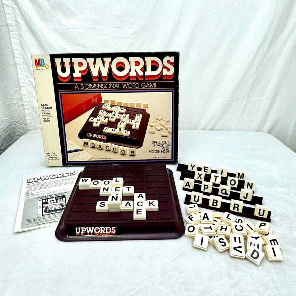 Vintage 1983 Upwords 3-Dimensional Word Game Milton Bradley 100% Complete